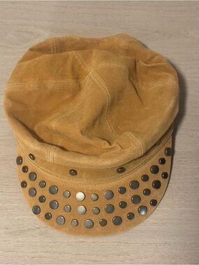 Free People Mustard Suede Studded Cap